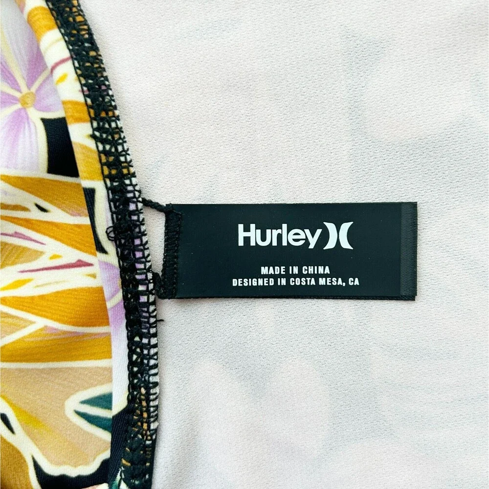 💐 NEW Hurley L One Piece Swimsuit Tropical Floral Coral Teal Gold Black NWT - Picture 12 of 13